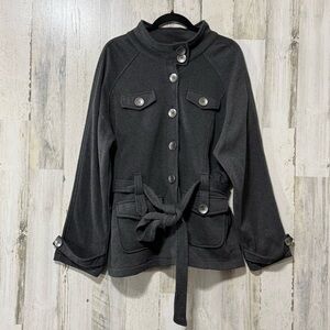 Paris Blues Charcoal Button-Up Utility Jacket